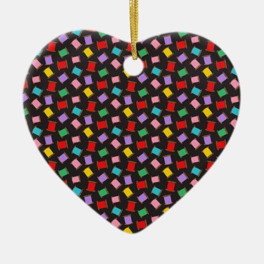 Spools NähThreads Black Dressmaker Seamstress Keramik Ornament (Vorne)