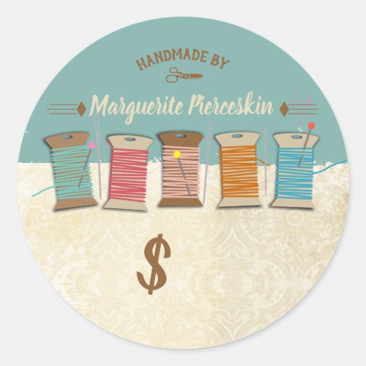 Spools von Threadnähkonzepten - nahtlos Runder Aufkleber (Vorderseite)