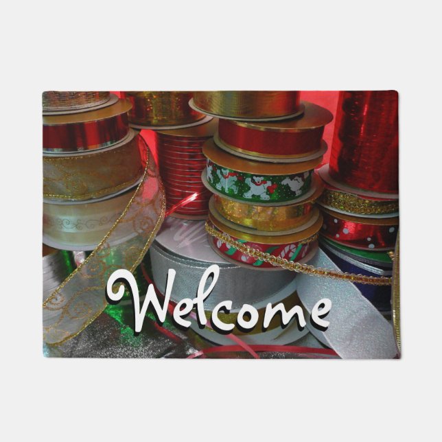 Spools von Weihnachten Weihnachtsfeiertag Rot und  Fußmatte (Vorderseite)