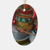Spools von Weihnachten Weihnachtsfeiertag Rot und  Keramikornament (Links)