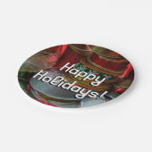 Spools von Weihnachten Weihnachtsfeiertag Rot und Pappteller (Schrägansicht)