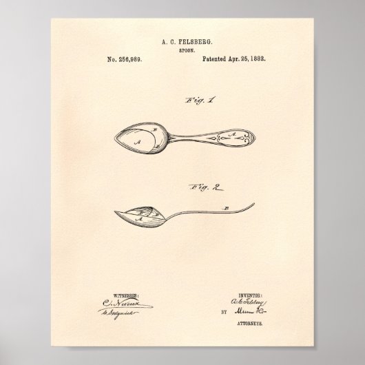 Spoon 1882 Patent Art - Alte Peper Poster (Vorne)