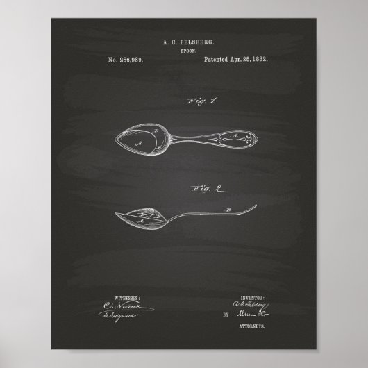 Spoon 1882 Patent Art - Chalkboard Poster (Vorne)