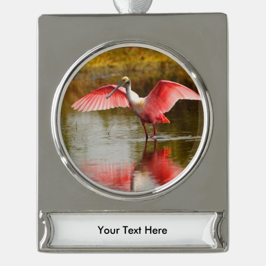Spoonbill Banner-Ornament Silber (Vorderseite)
