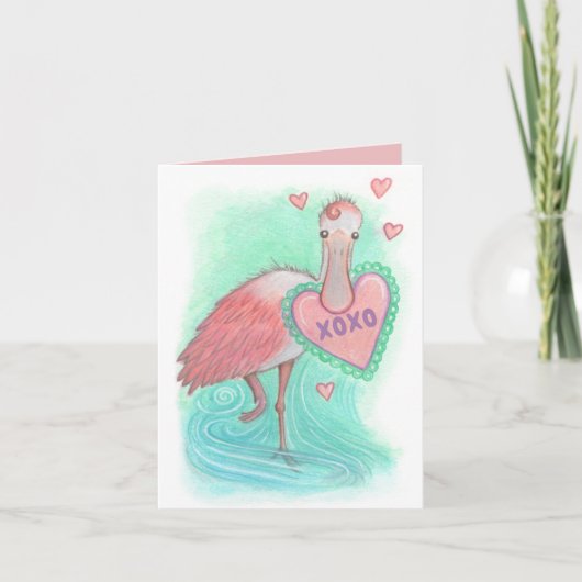 Spoonbill Bird Valentine Card Karte (Vorderseite)