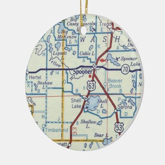 Spooner WI Karte Keramik Ornament (Links)