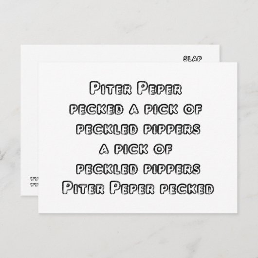 Spoonerisierte Zungenbrecher - Peter Piper Postkarte (Vorne/Hinten)