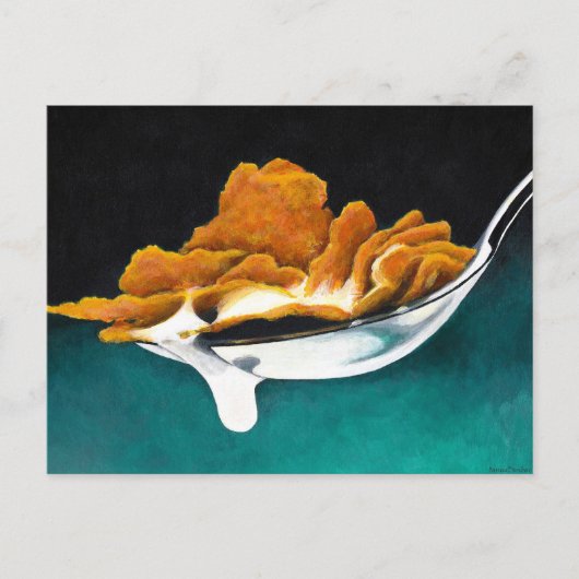 Spoonful of Cereal and Milk Painting Post Card Postkarte (Vorderseite)