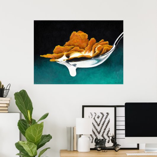 Spoonful of Cereal and Milk Painting Poster (Heimbüro)