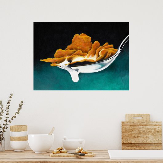 Spoonful of Cereal and Milk Painting Poster (Küche)