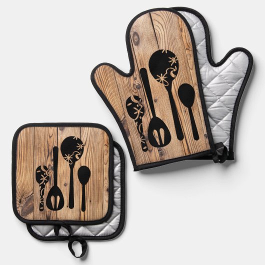 Spoons Rustikale Küche Ofenhandschuh & Topflappen-Set (Vorderseite/Rückseite)