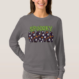 "SPOOOKY" Halloween-T-Shirt "Frauenweihe lange Sch T-Shirt