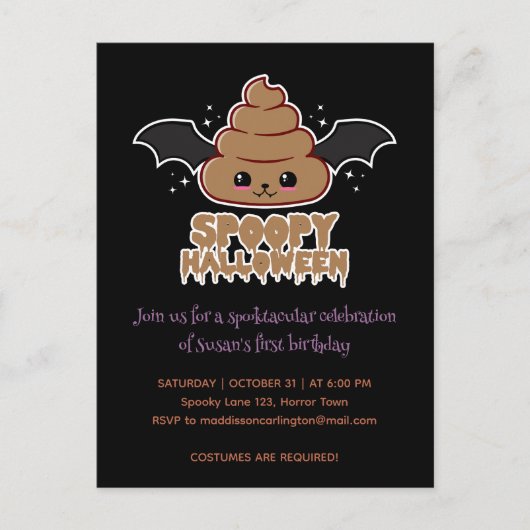 Spoopy Halloween Kawaii Geburtstag Postkarte (Vorderseite)