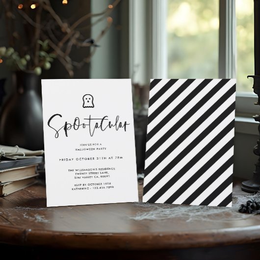 Spootakuläres Schwarz-Minimal-Ghost-Halloween-Part Einladung
