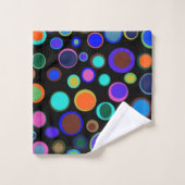 Sporadische umrissene Regenbogen-Tupfen dunkel Badhandtuch Set (Waschlappen)