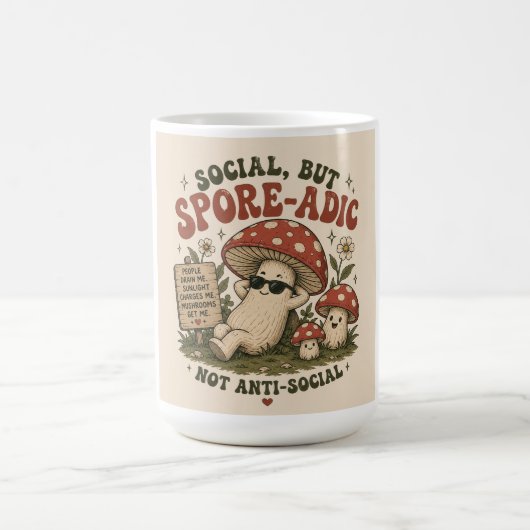 Spore-Adic-Stimmung – Süßes Chill-Pilz-Retro-Desig Kaffeetasse (Mittel)