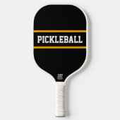 Sporen fett schwarz gelbe Streifen PICKLEBALL Text Pickleball Schläger (Vorderseite)