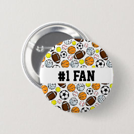 Sport #1 Fan Team Spirit Balls Button