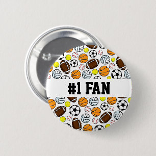 Sport #1 Fan Team Spirit Balls Button