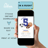 Sport 5. Junge Athlete Geburtstag Einladung