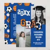 Sport Abschluss Fußball Basketball Fußball Einladung (Vorne/Hinten)