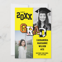 Sport Abschluss Fußball Basketball Fußball Gelb Einladung