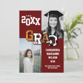 Sport Abschluss Fußball Basketball Fußball Maroon Einladung (Stehend Vorderseite)