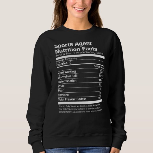 Sport Agent Ernährung Fakten Funny Sweatshirt (Vorderseite)