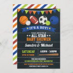 Sport-All-Star- Babyparty-Basketball-Rugby Einladung<br><div class="desc">Trägt Thema-Babypartyeinladung zur Schau</div>