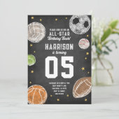 Sport All-Star Geburtstagsparty Einladung (Stehend Vorderseite)