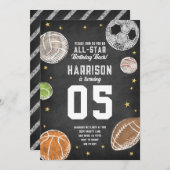 Sport All-Star Geburtstagsparty Einladung (Vorne/Hinten)