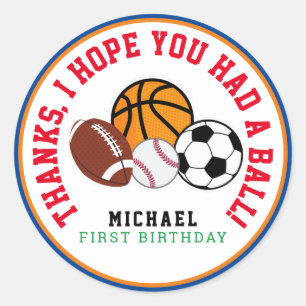 Sport All Star Party Vielen Dank für Ihre Unterstü Runder Aufkleber