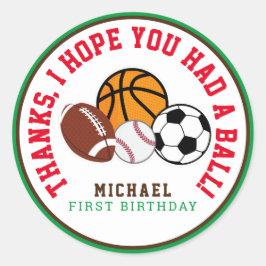 Sport All Star Party Vielen Dank für Ihre Unterstü Runder Aufkleber