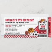 Sport All Star Ticket Pass Einladung Geburtstag (Vorderseite)