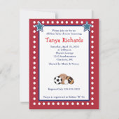 Sport Alle Sterne Red Border Baby Dusche Einladung (Vorderseite)