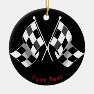 SPORT Auto, das gekreuzte Checkered Flaggen läuft Keramik Ornament