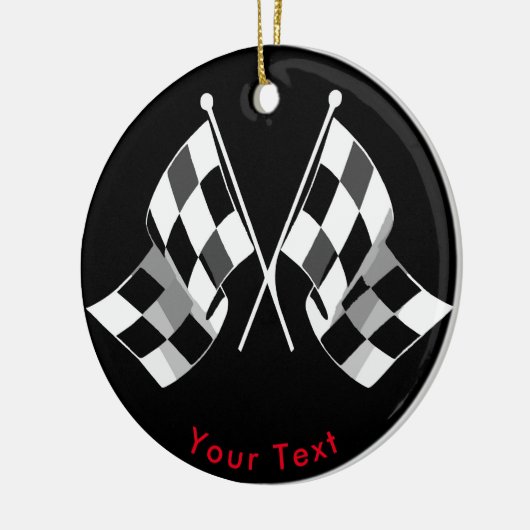 SPORT Auto, das gekreuzte Checkered Flaggen läuft Keramik Ornament (Links)