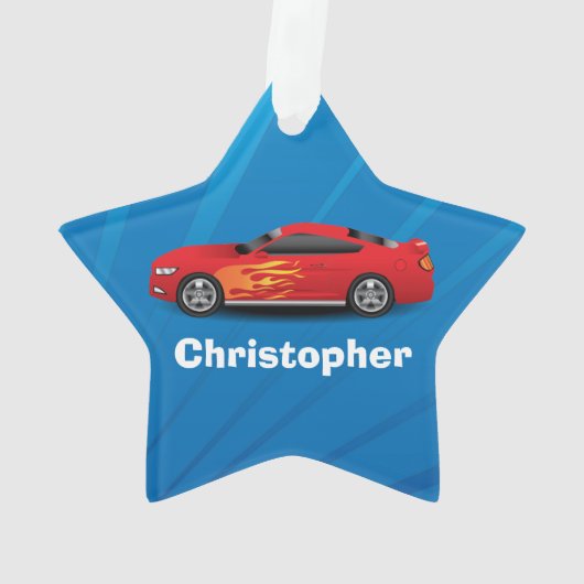 Sport-Auto flammt Kinderjungen-helles Blau mit Rot Ornament (Rückseite)