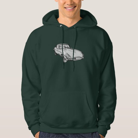Sport-Auto-Illustration 1964 Jaguars XKE antike Hoodie (Vorderseite)