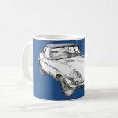 Sport-Auto-Illustration 1964 Jaguars XKE antike Kaffeetasse (Vorderseite Links)