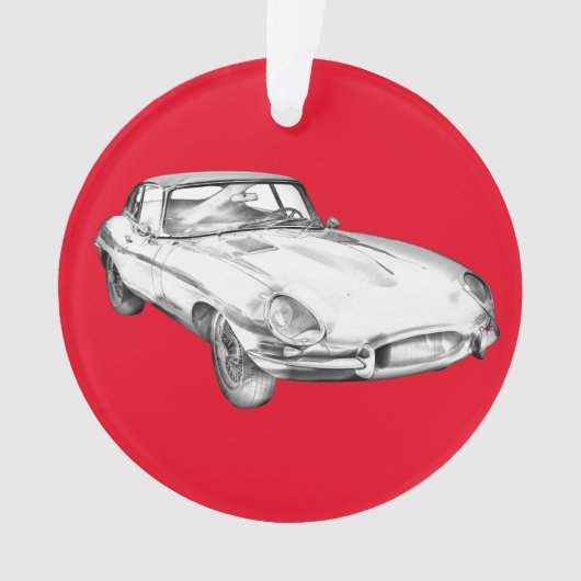 Sport-Auto-Illustration 1964 Jaguars XKE antike Ornament (Vorderseite)