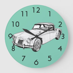Sport-Auto-Illustration MGs konvertierbare Große Wanduhr