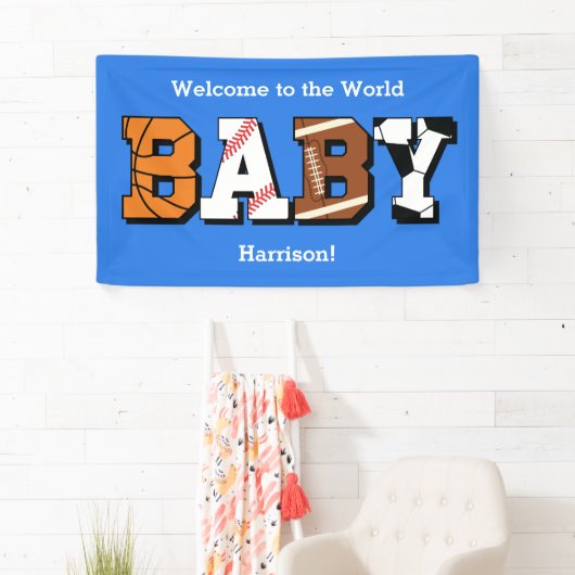 Sport Baby Dusche Co-ed Thema Boy Blue Banner (Insitu)