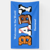 Sport Baby Dusche Co-ed Thema Boy Blue Banner (Vertikal)