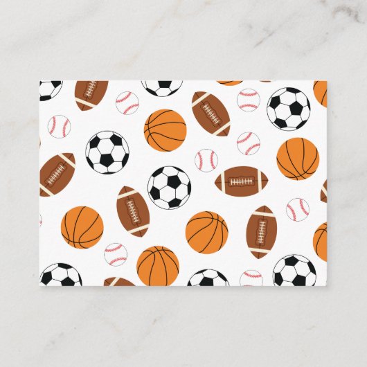 Sport Baby Dusche Co-ed Thema Boy Blue Begleitkarte (Rückseite)