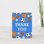 Sport Baby Dusche Co-ed Thema Boy Blue Dankeskarte (Vorderseite)