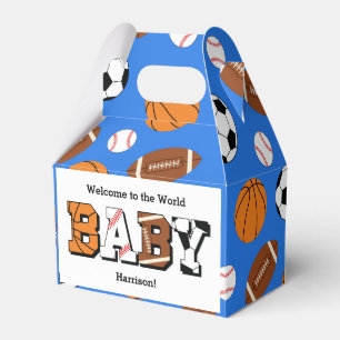 Sport Baby Dusche Co-ed Thema Boy Blue Geschenkschachtel