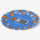 Sport Baby Dusche Co-ed Thema Boy Blue Pappteller (Schrägansicht)