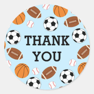 Sport Baby Dusche Co-ed Thema Boy Blue Runder Aufkleber