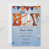 Sport Baby Dusche Einladung - Sport All Star (Vorderseite)